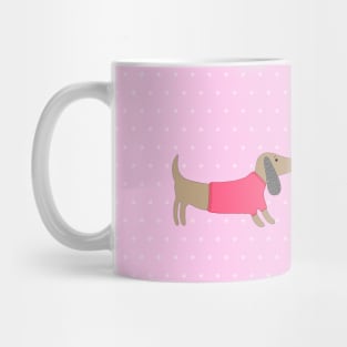 Cute dogs in love with dots in pink background Mug